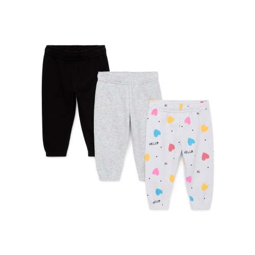 Garanimals Baby Girl Fleece Joggers Multipack, 3-Pack, Sizes 6-24 Months
