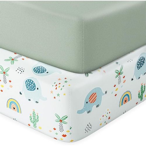 Baby Crib Sheets 2 Pack for Boys and Girls Fit for Standard Crib Toddler Mattress Breathable Soft Microfiber Baby Sheet 28x52x8in(Starry Sky & Clouds)