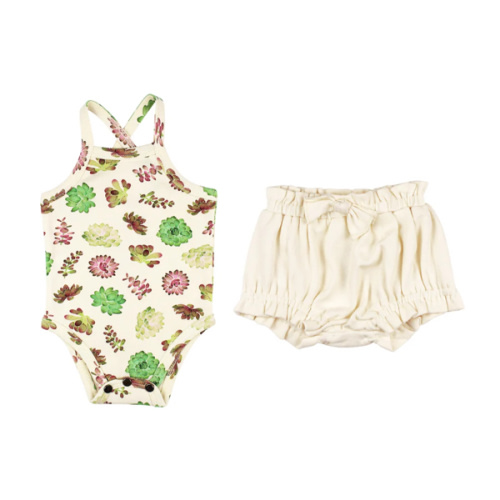Buttercream Succulents | Organic Criss-Cross Bodysuit and Ruffle Bloom – L'ovedbaby