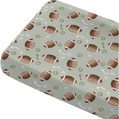 Tewrnvioc Changing Pad Cover for Baby Boys, 32"/34" x 16" Safe Snug Diaper Change Table Pad Covers, Soft Stretchy Changing Pad Sheets Football Sport Theme Nursery Decor