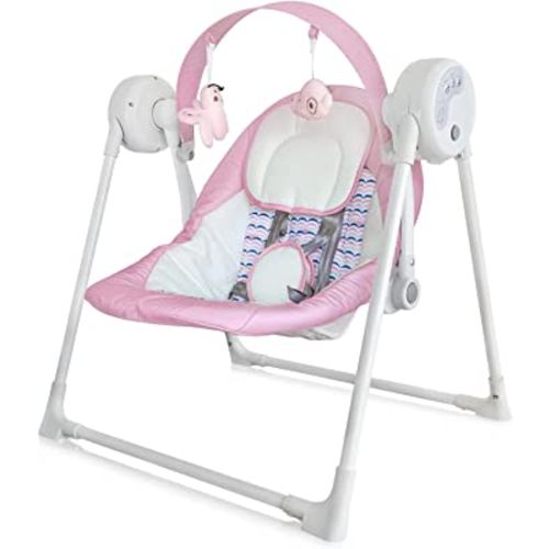 Electric Portable Baby Swing, Swings for Infants to Toddler with Intelligent Music Vibration Box, Swing 6-25 lb, 0-12 Months, Folds Easy Travel, Pink