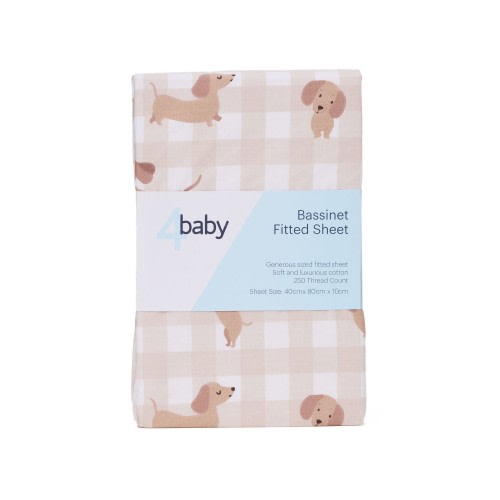 4Baby Percale Bassinet Fitted Sheet Silly Sausage
