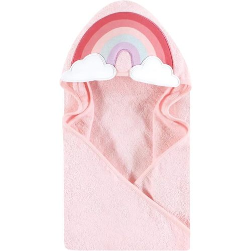 Hudson Baby Unisex Baby Cotton Animal Face Hooded Towel, Rainbow, One Size