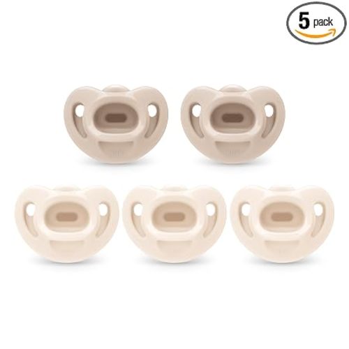 NUK 100% Silicone Comfy Orthodontic Pacifiers, 0-6 Months, Neutral Fashion, Timeless Collection, 5 Count