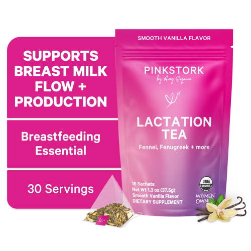 Pink Stork Organic Smooth Vanilla Breastfeeding Support Lactation Tea, 15 Sachets
