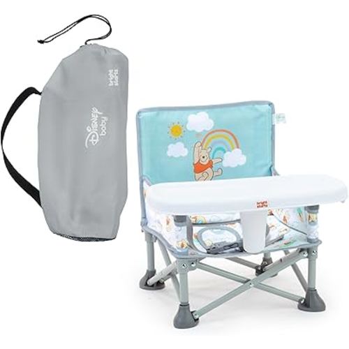 Bright Starts Disney Winnie The Pooh Pop 'N Sit Portable Booster, Indoor/Outdoor Use, Floor Seat with Feeding Tray, 6 Mos - 3 Yrs