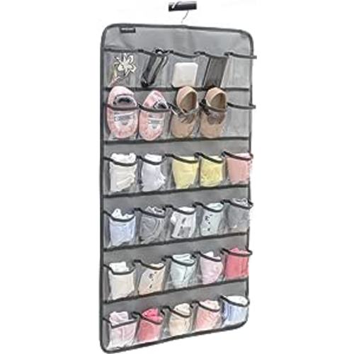 Amazon.com: ANZORG Hanging Baby Shoes Organizer Baby Headband Holder Closet Organizer for Baby Bow Socks Underwear with 30 Clear Pockets (GREY) : Home & Kitchen