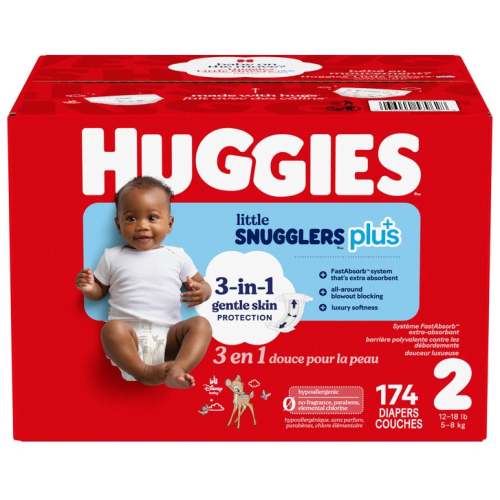 Huggies Little Snugglers Plus Diapers, Sizes 1 - 2 | Costco