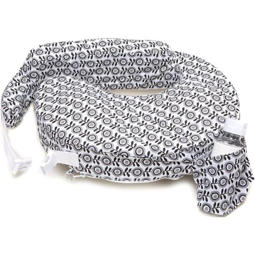 My Brest Friend Original Nursing Pillow Enhanced Ergonomics Essential Breastfeeding Pillow Support For Mom & Baby W/ Convenient Side Pocket, Double Straps & slipcover, Midnight Poppy