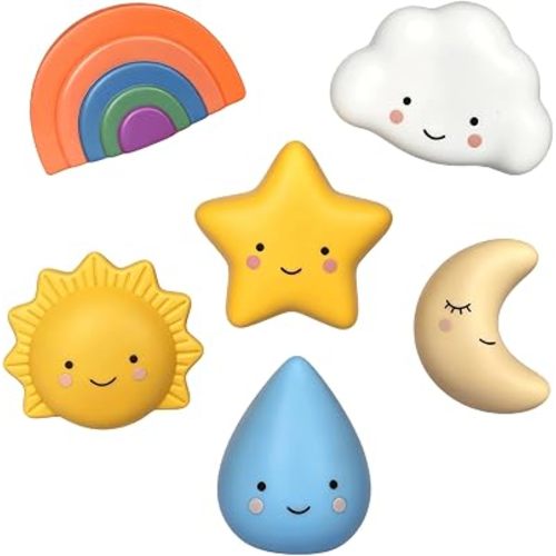 6 Pcs No Hole Floating Weather Themes Bath Toys for Toddlers