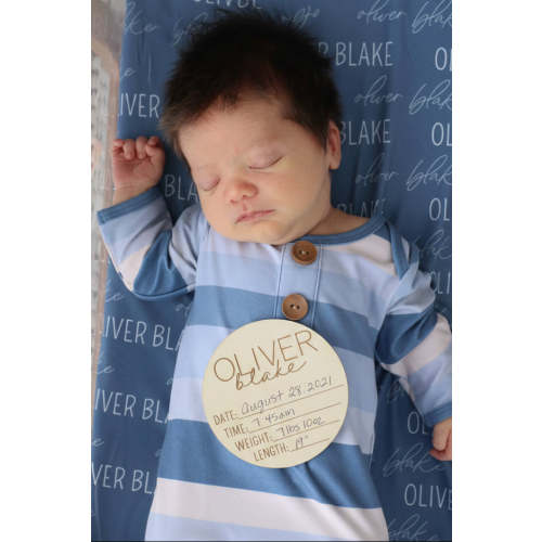 Personalized Baby Name Wood Announcement | Birth Stats Classic Duo