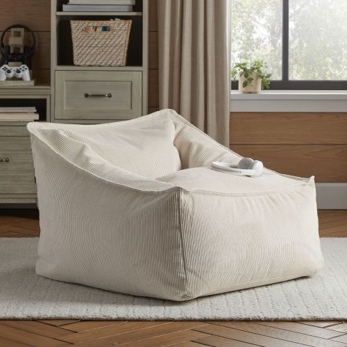 Large Corduroy Ivory Modern Bean Bag Lounger