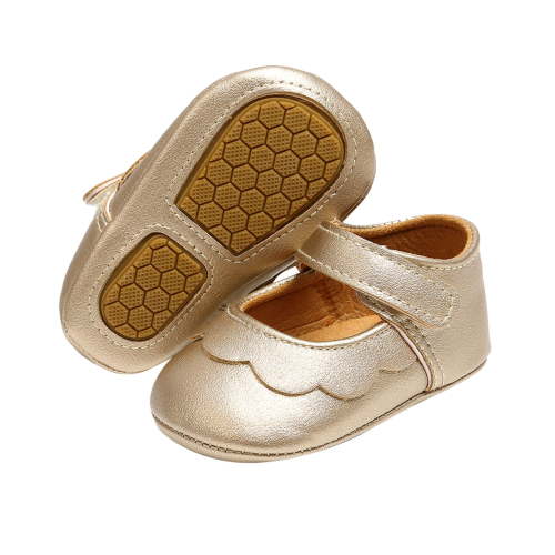 BLTIBY Infant Baby Girls Loafers Flats Autumn Princess Soft Sole Shoe Non-Slip Rubber Sole Mary Jane Flats Lightweight Cute Wedding Dress Shoes Gold 0-3 Months