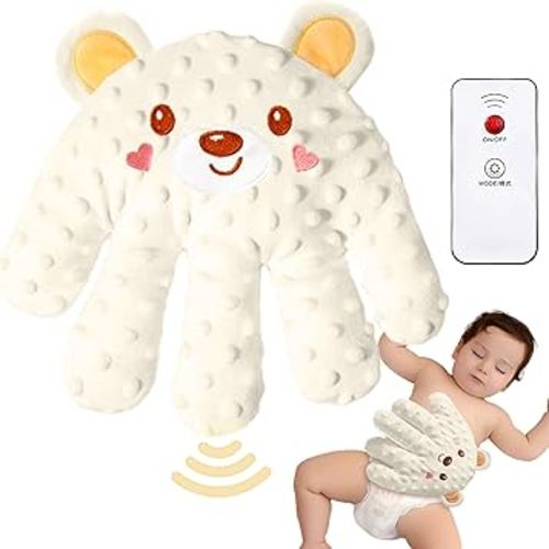 Baby Patter for Sleep, Baby Soothing Palm Hand, Startle Prevention Pillow Red Bean Filling with Remote Control for Newborns Baby Girl Baby Boy