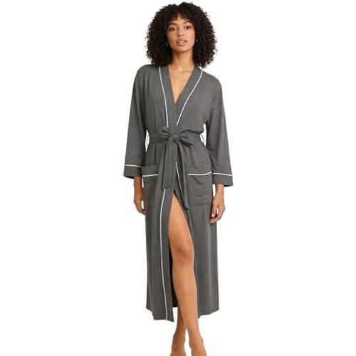HEARTNICE Womens Cotton Robe, Soft Kimono Spa Knit Long Bathrobe Lightweight Loungewear