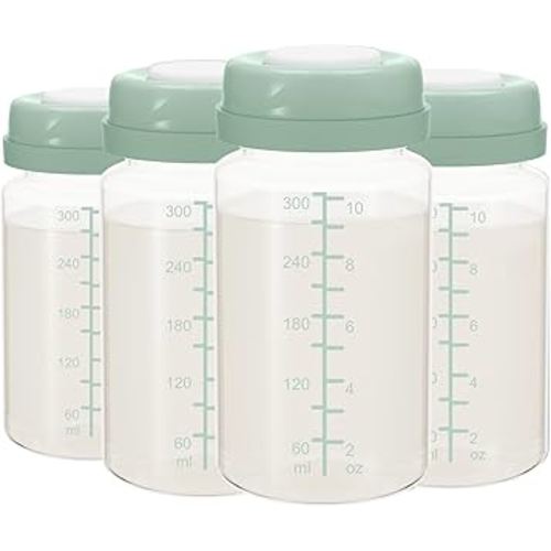 10oz Breastmilk Storage Bottle for Momcozy Milk Cooler 22oz, Breast Milk Cooler Bottles for Fridge, Wide Neck Pump Bottles Compatible with Spectra Motif Luna, Travel Breastfeeding,4PCS