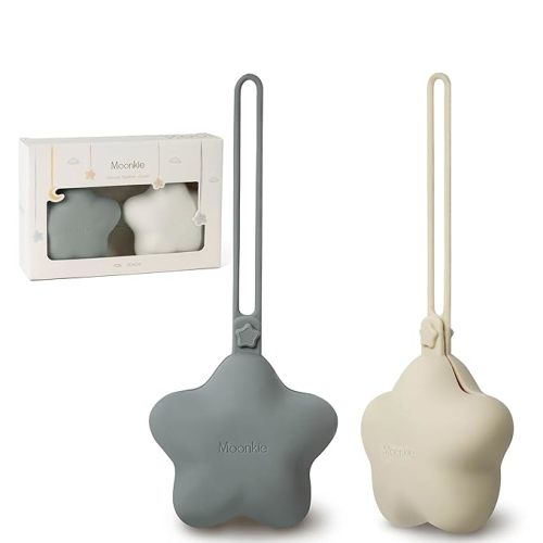 Moonkie Silicone Pacifier Holder Case, Cute Portable Pacifier Storage Case, 2 Pack