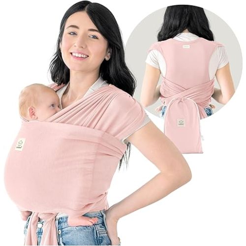 KeaBabies Baby Wrap Carrier Ring Sling - Easy to Wear, Adjustable D-Lite Baby Carrier Newborn to Toddler, Infant Carrying Shirt, Hands Free Bonding, Breathable Fabric Wearing Wrap (Dusty Pink)