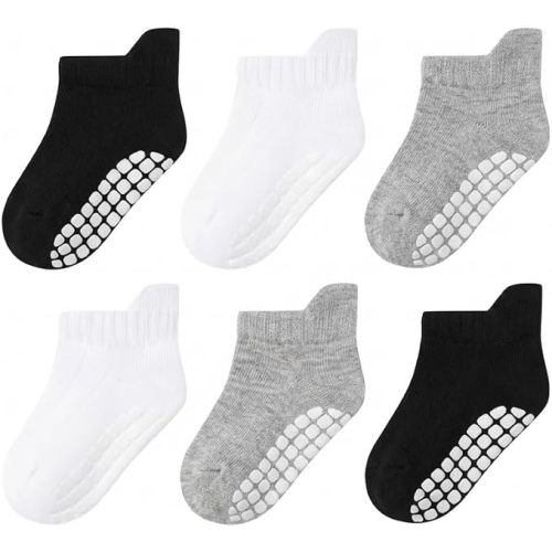 Toddler Non Slip Grip Ankle Socks with Grippers for Baby Boys Girls
