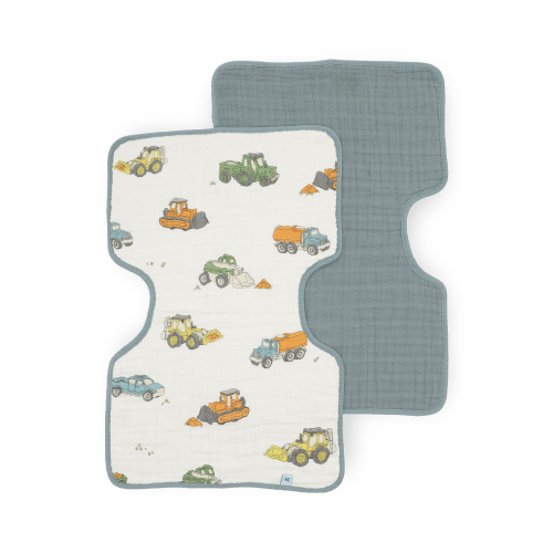 Cotton Muslin Burp Cloth 2 Pack - Work Trucks