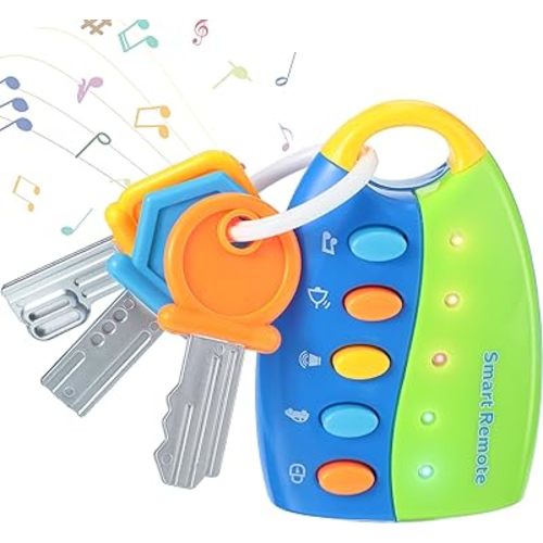 Skylety Musical Smart Remote Car Key Toy with Sound and Lights Fun and Educational Musical Toys for Travel Play(Blue)