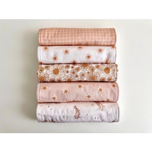 Beige Daisy Burp Cloth Set | Individual Burp Cloths | Baby Burp Cloths | Baby Girl