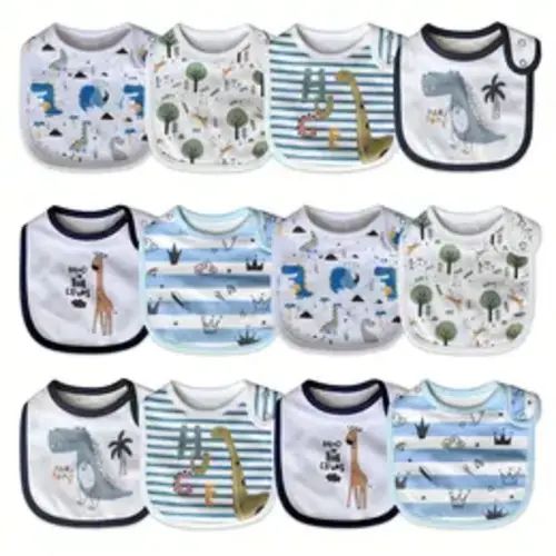12 Pack High-Quality Cotton Baby Bibs – Soft Absorbent Feeding Bibs with Adjustable Snap, Unisex for Boys & Girls, Teething & Drooling Essentials, Infant Must-Haves Organic Onesie Set - TikTok Shop