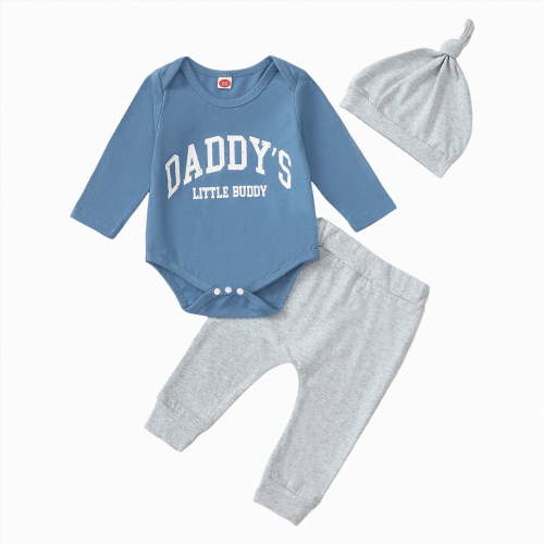 Gvdentm Newborn Infant Baby Boy Clothes Fall Winter Outfits New to The Crew Outfit Toddler Baby Boy Clothes Set(Blue,0-3 Months)