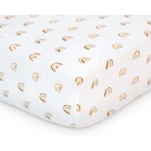 Lulujo Muslin Crib Sheets - Fitted Crib Mattress Sheets for Boys and Girls - 28"x 52", 1 Pack (Rainbows)