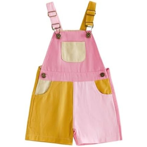 Toddler Baby Boy Girl Contrast Color Overalls Shorts Suspender Summer Romper 90s Clothes Kids Adjustble Strap Playsuit