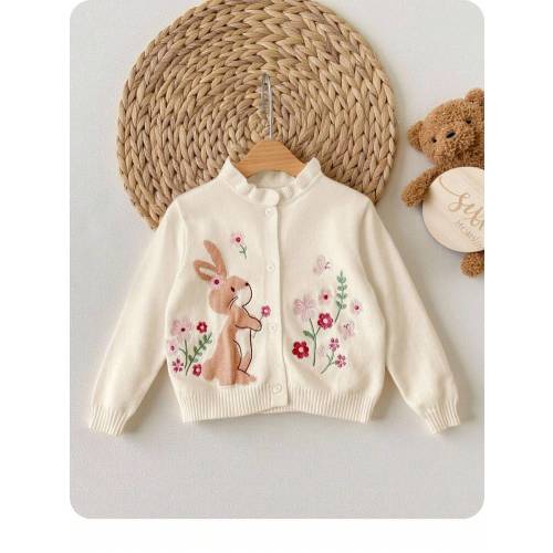SHEIN LMoss Baby Girls Cute Cartoon Pattern Long Sleeve Cardigan Sweater, Versatile For Autumn/Winter, Baby Girl Design | SHEIN USA