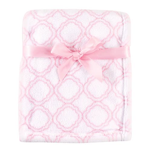 Luvable Friends Unisex Baby Coral Fleece Blanket, Pink Lattice, One Size