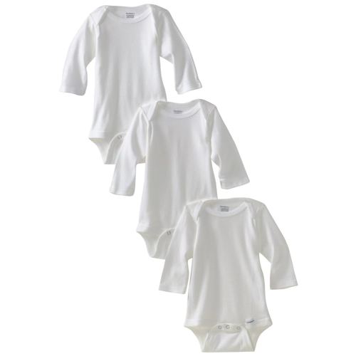Gerber Unisex-Baby Newborn 3 Pack Longsleeve Onesie, White, 0-3 Months