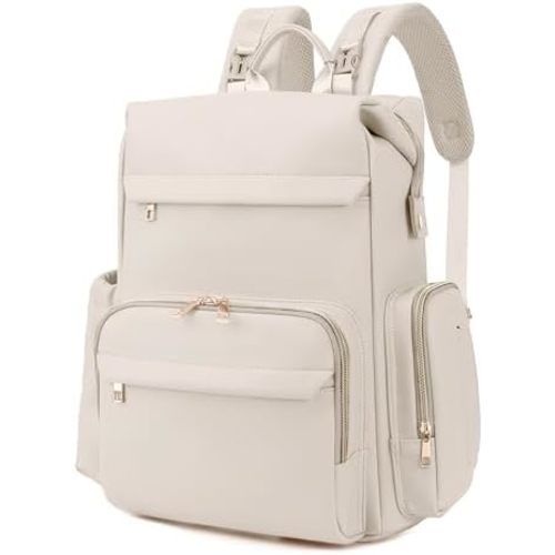 Large Capacity Diaper Bag Backpack with Changing Pad, Waterproof Baby Travel Backpack for Parents-Beige