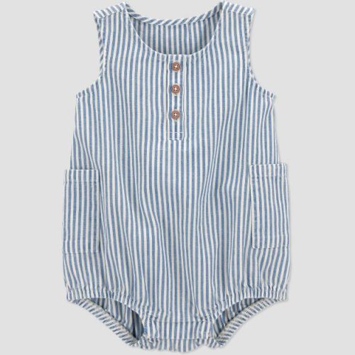 Carter's Just One You® Baby Boys' Striped Chambray Bubble Romper - Blue 6M