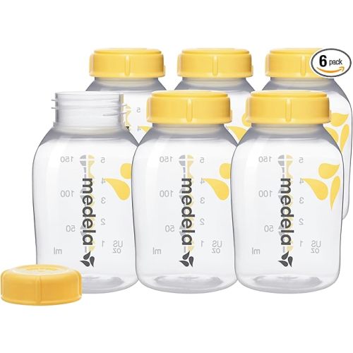 Medela Breast Milk Collection and Storage Bottles with Solid Lids - 6pk/5oz-150mL Breastmilk Container, Compatible Breast Pumps and Made Without BPA