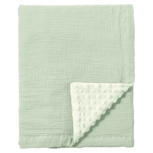CREVENT 30''X40'' Organic Muslin Cotton Baby Blanket for Newborns, Soft Mink Backing, Essential for Baby Shower Birthday Gift - Green 75X100cm