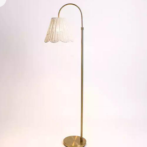 Gold Arched Floor Lamp with White Rattan Shade | Kirklands Home