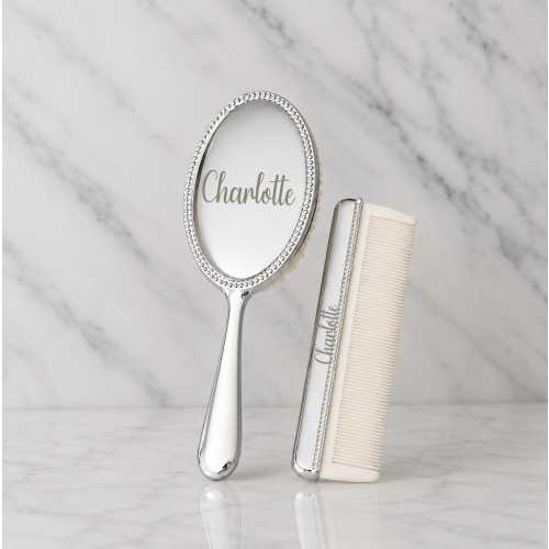 Personalized Silver Baby Brush Set – Christening or Baptism Gift