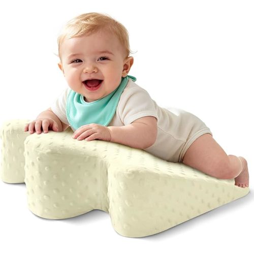 EKEPE Tummy Time Support Prop with Plush Cover for Baby Gas, Colic Relief & Burp, Nursing Reflux Prop for Feeding, Neck, Shoulder and Body, Tummy Time Mat for Newborns and Infant 0-12 Months - Yellow