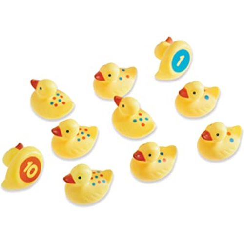 Learning Resources Number Fun Ducks, Set of 10, Yellow, Multi-color, 3 L x 2-1/2 W in
