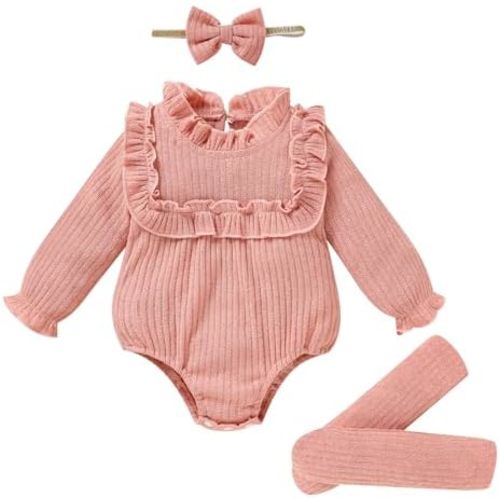 GRNSHTS Newborn Baby Girl Clothes Ruffle Rompers Toddler Fall Outfits for Girls Set Little Girl Fall Winter Clothing