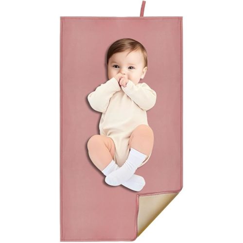 Wipeable Changing Pad for Baby, Diaper Changing Mat, Dusty Pink