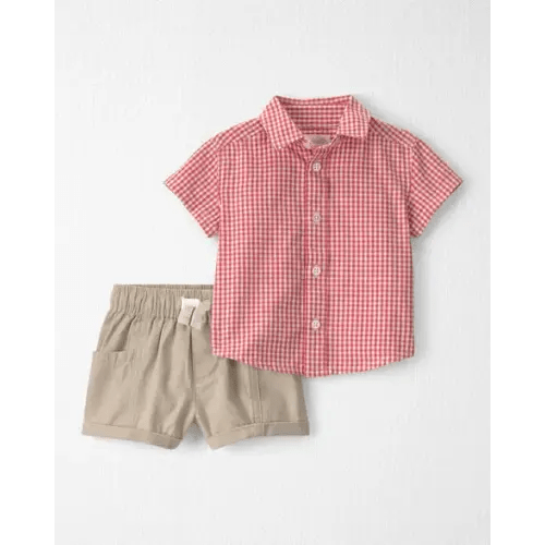 Baby Boy 2-Piece Top & Short Set Made with Organic Cotton in Red Gingham - Little Planet | Carter's