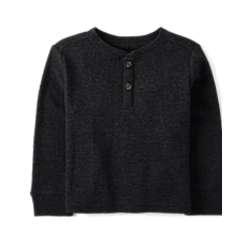 Baby And Toddler Boys Long Sleeve Thermal Henley Top - BLACK | The Children's Place CA