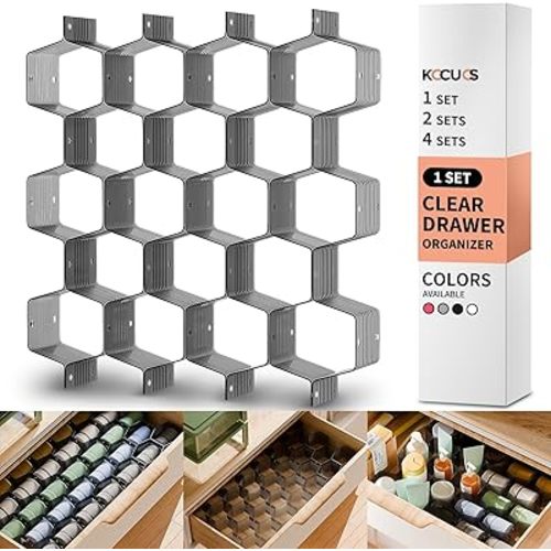 Honeycomb Separator Adjustable Drawer Organizer Divider for Underwear Belt-Scarf Socks Organizer (Black(1pc))