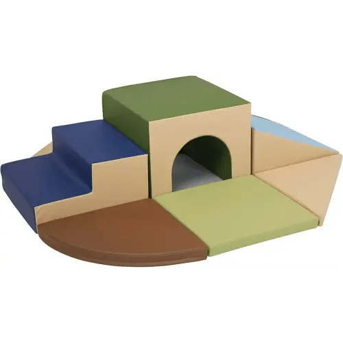 ECR4Kids SoftZone Lincoln Tunnel Climber, Toddler Playset, Earthtone, 9-Piece