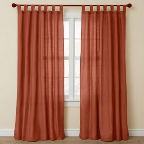 BrylaneHome Poly Cotton Canvas Tab-Top Panel - 48" W 84" L, Terracotta