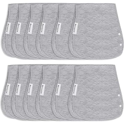 Baby Burp Cloths & Baby Bibs 2-in-1 Design Large Size 3 Layers Thicken Cotton Super Absorbent and Soft Baby Spit Up Burping Rags Baby Burp Cloth Set for Boys and Girls Solid 12 Pack