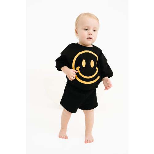 Black Short Sleeve Smiley Set